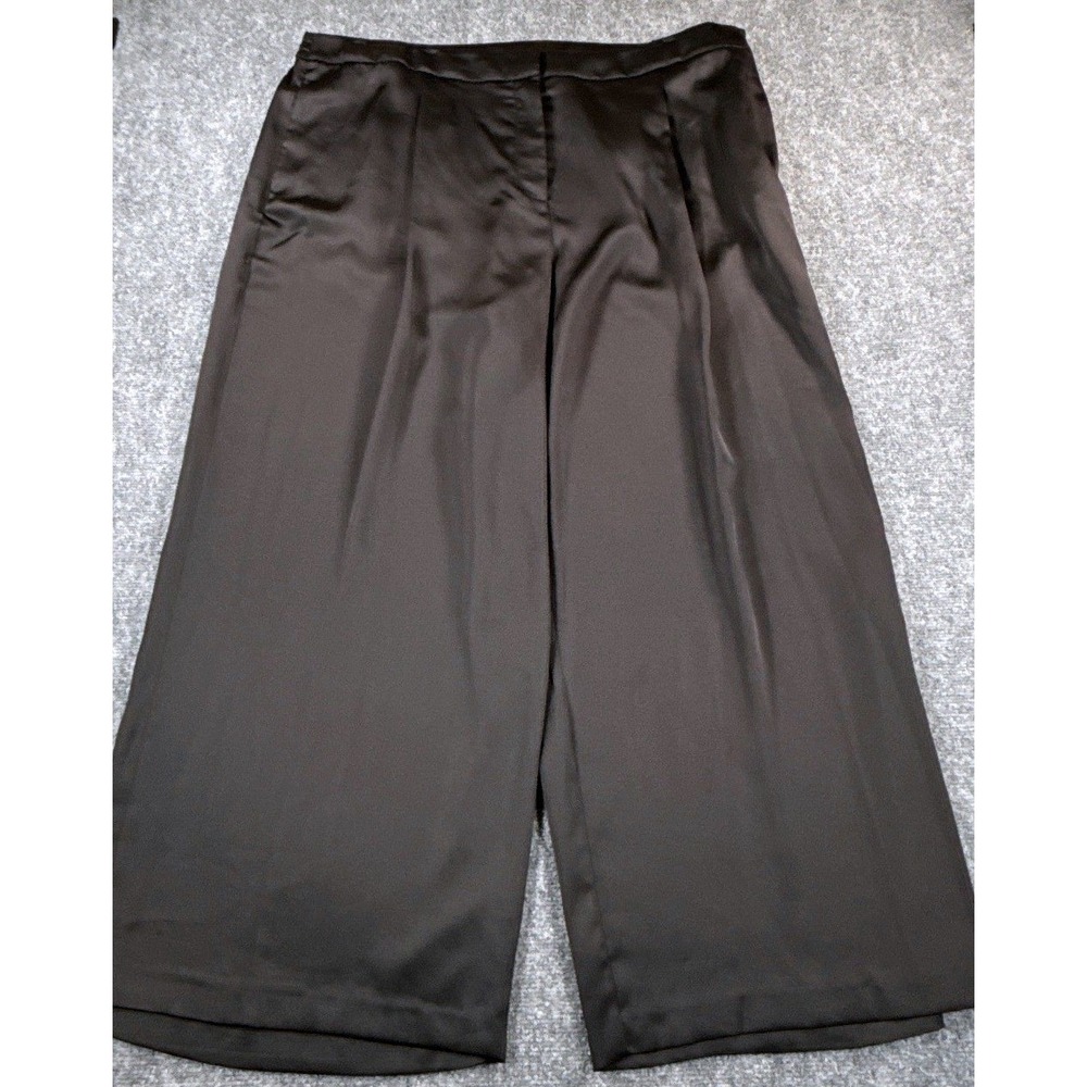 Michael Kors Womens 20W Black Wide Leg Satin Dress Pants Plus Size NWT